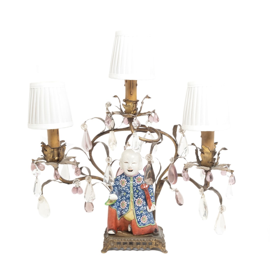 A Chinese Famille Rose Porcelain Boy Base Lamp (1 of 2)