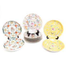 Group of Chinese Famille Rose Porcelain Floral Plates