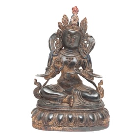 A Sino-Tibetan Bronze Seated Buddha