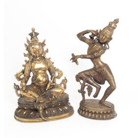 Group of Two Indian Gilt Bronze Statues