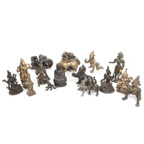 Group of Various Asian Bronze Statues, Mostly Deities