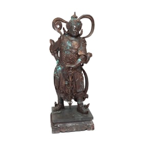 A Chinese Large Gilt Bronze Standing Figure of Warrior