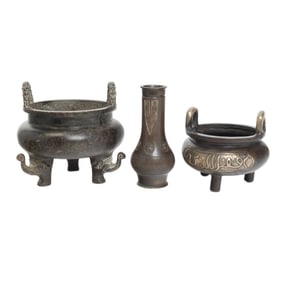 Group of Chinese Bronze Censers and Vessel
