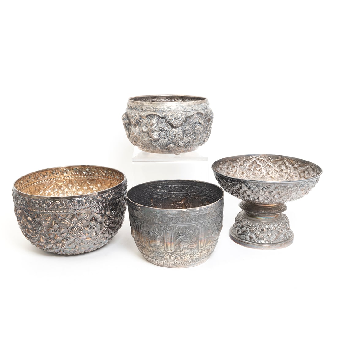 Group of Burmese or Indian Silver/Alloy Offering Bowl (1 of 3)