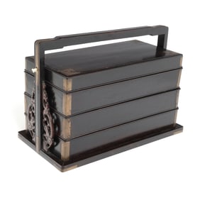 A Zitan Document Tiered Box with Carry Handles