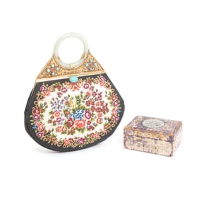 A Jade Handle Purse and a Jade Plaque Inserted Box