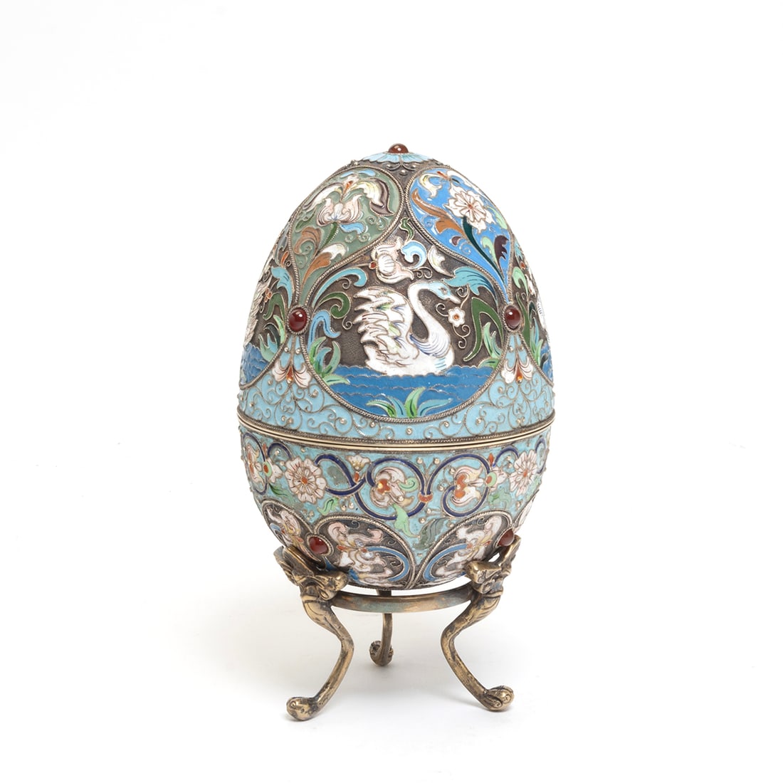 Russian Vermeil Silver and Enamel Egg Box (1 of 4)