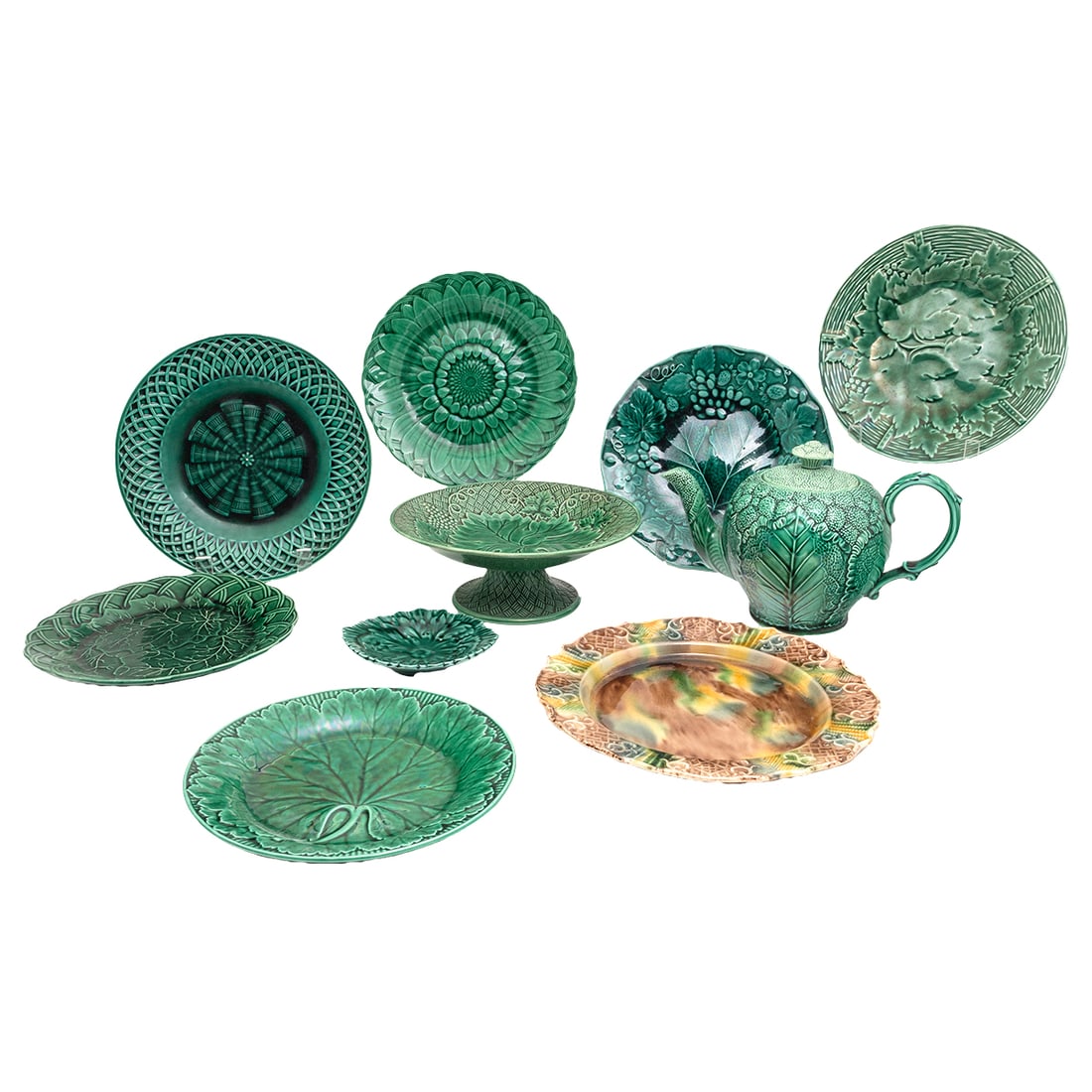 Thirtyone English and French Green Glazed Tablewares (1 of 4)