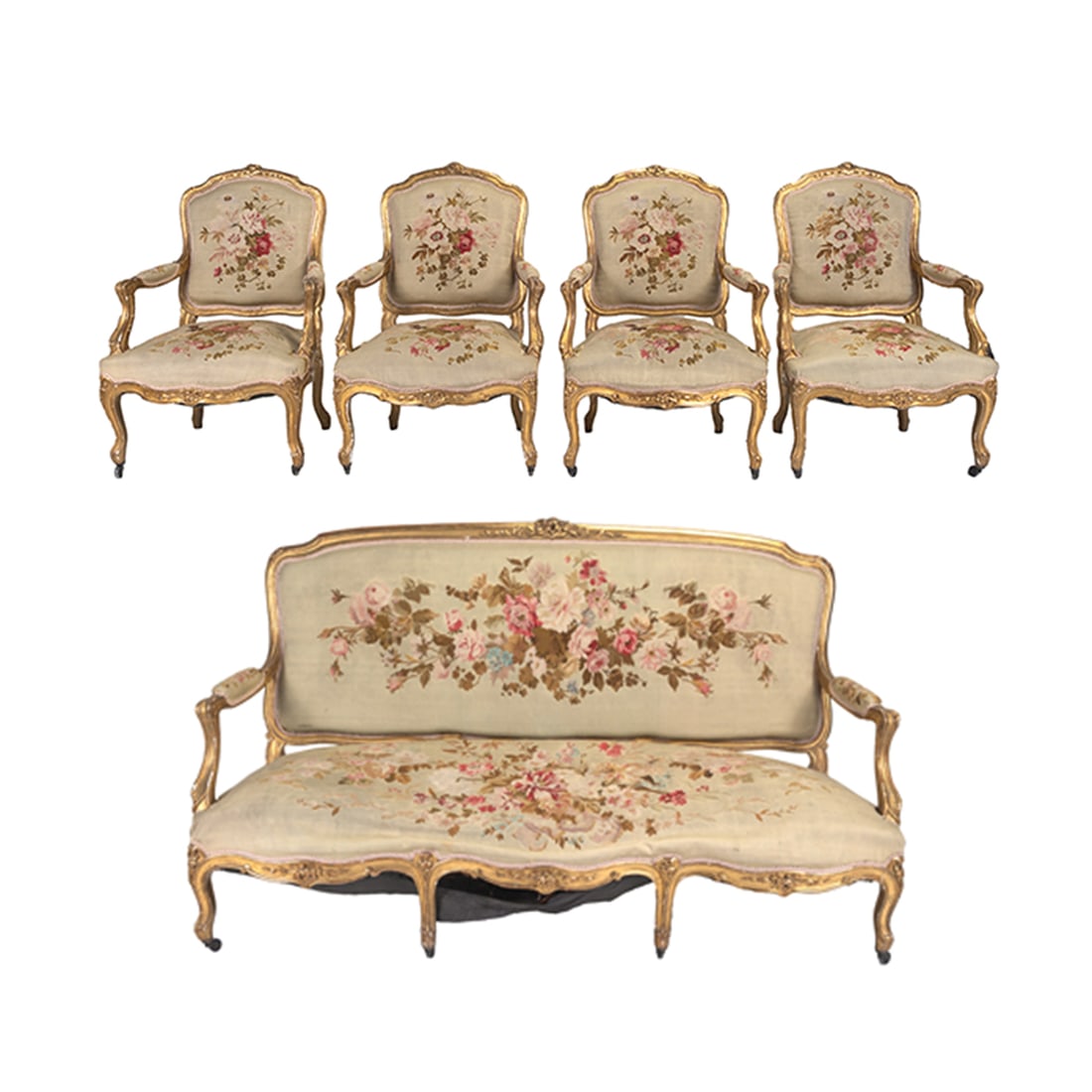 Louis XV Style Giltwood Parlor Suite (1 of 7)