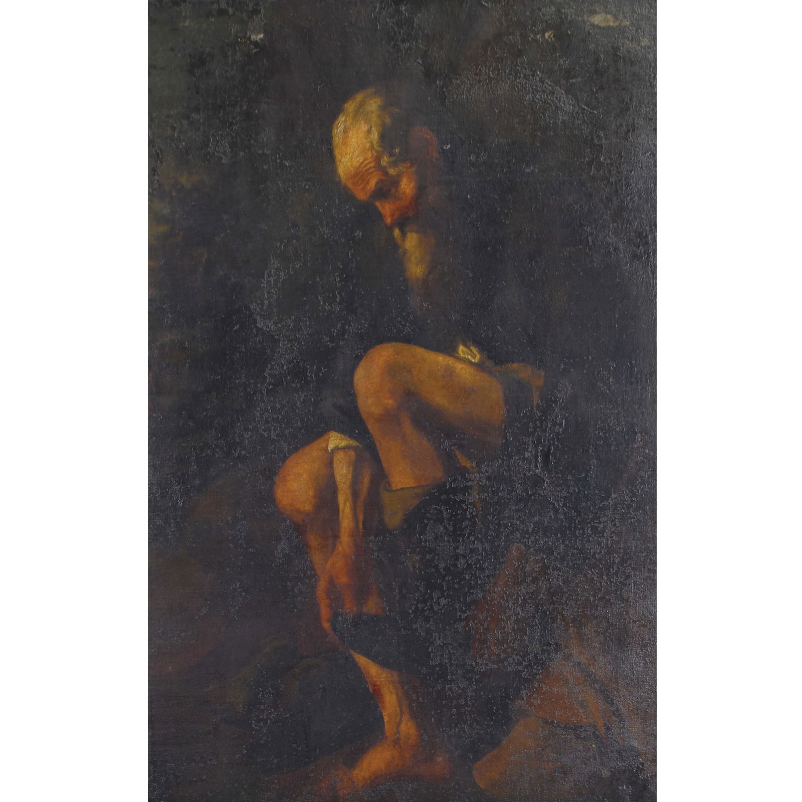 Continental School, Older Man Undressing, oil (1 of 2)