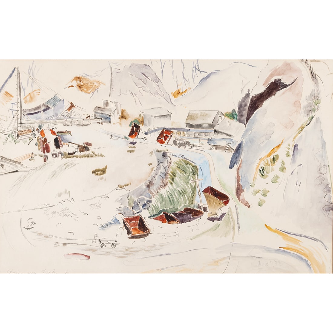 Claire Falkenstein, Mine View Landscape, watercolor (1 of 4)