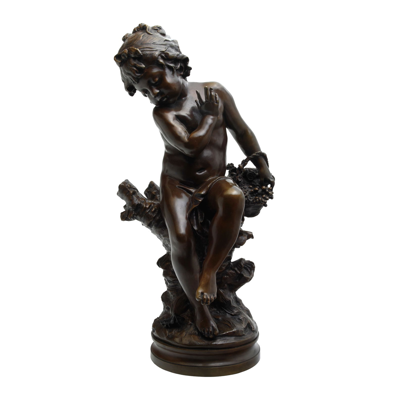 After Auguste Moreau, Child with Basket, bronze (1 of 5)