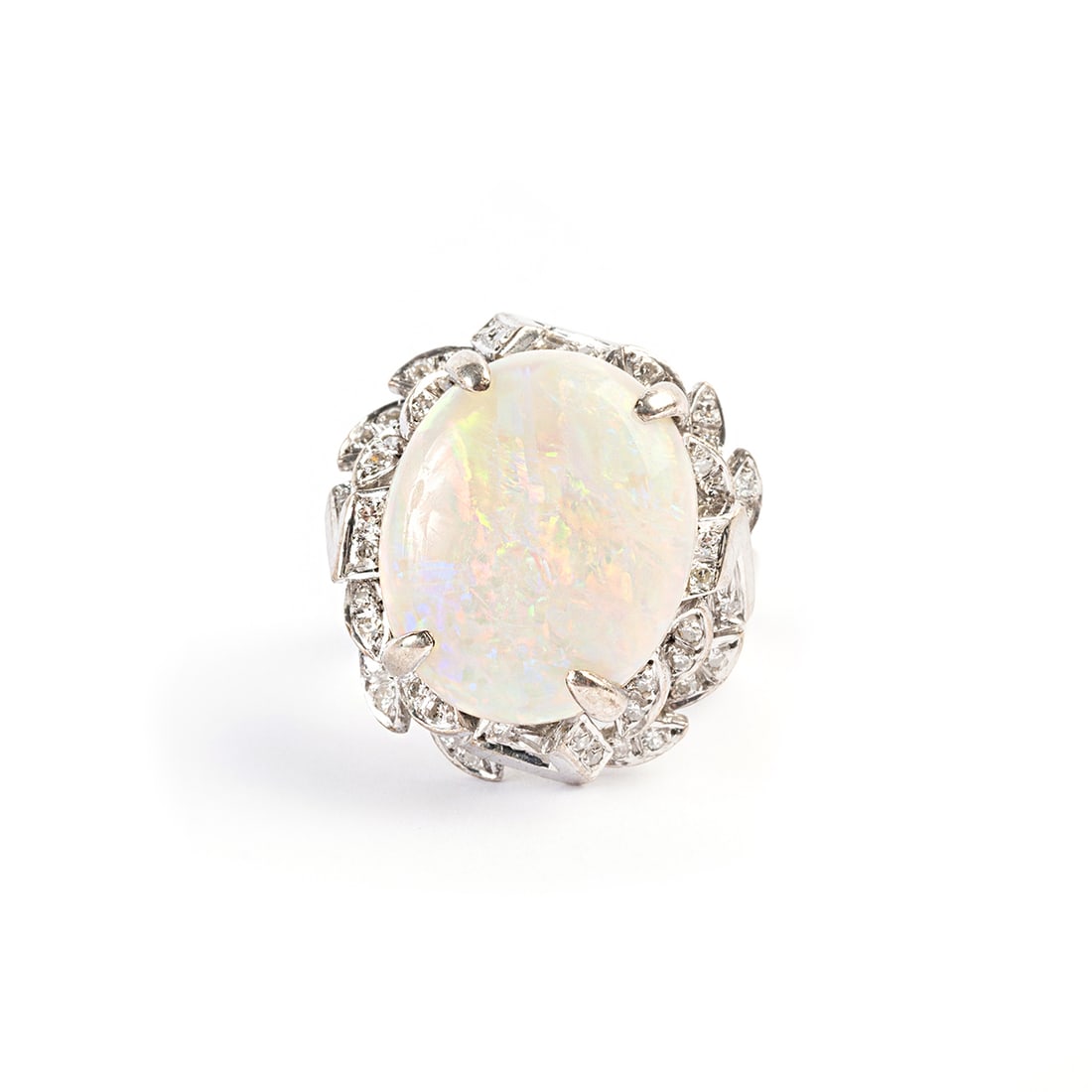 Opal, Diamond, 14k White Gold, Metal Ring. (1 of 4)