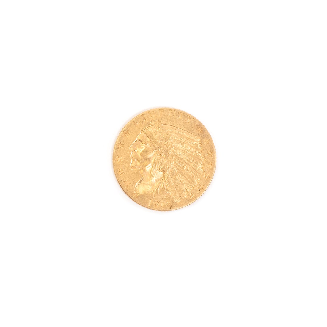 US 1914 (D) $2 1/2 Indian Head Gold Coin. (1 of 2)