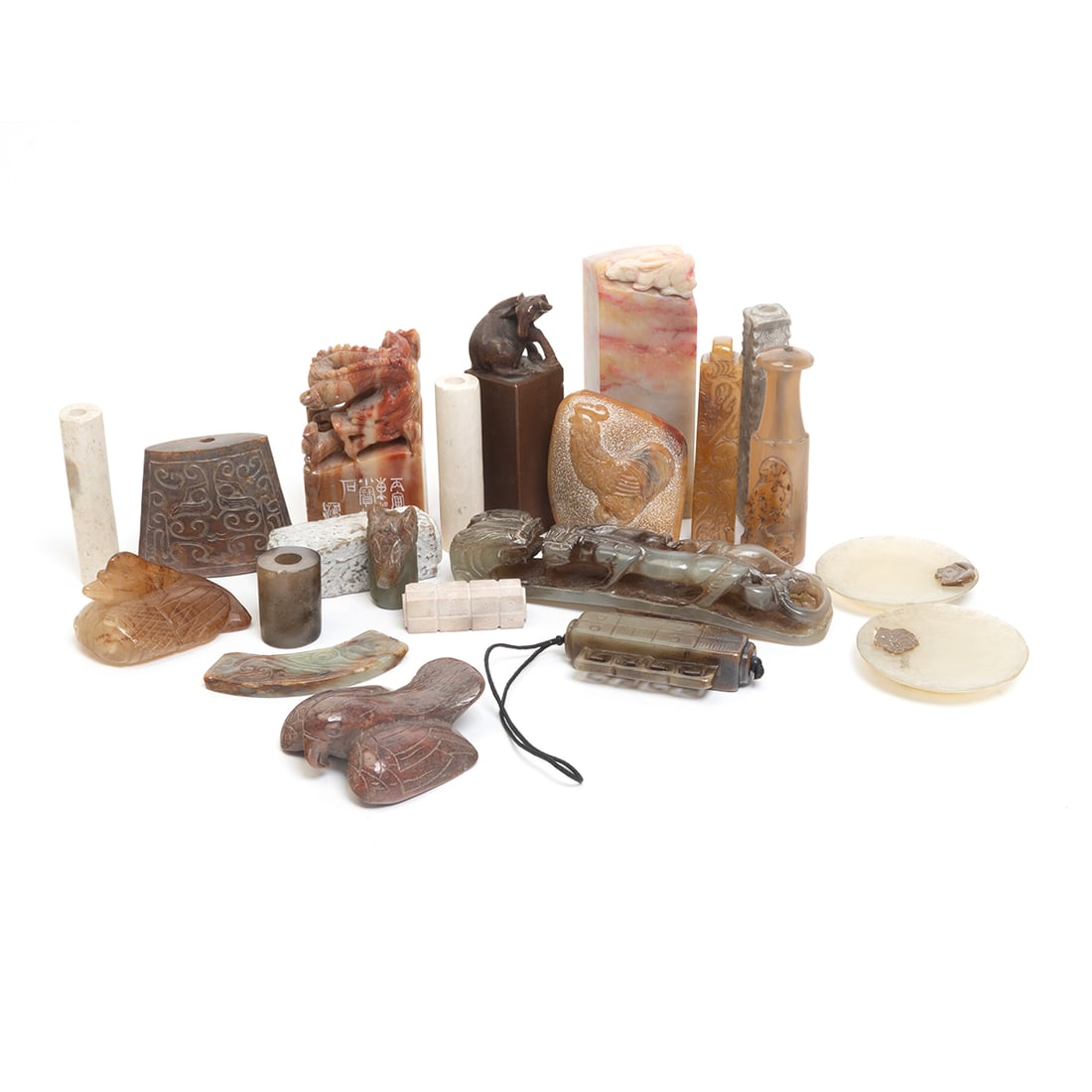 Group of Chinese Jade and Hardstone Carvings and Seals (1 of 3)
