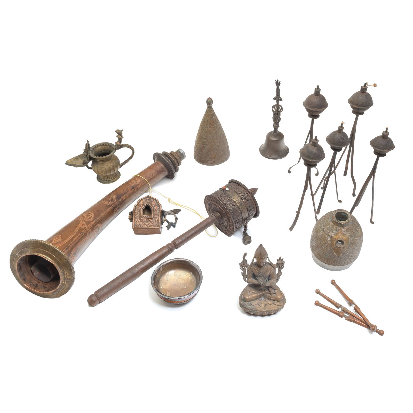 Large Collection Of Tibetan Brass And Bronze Items Auction