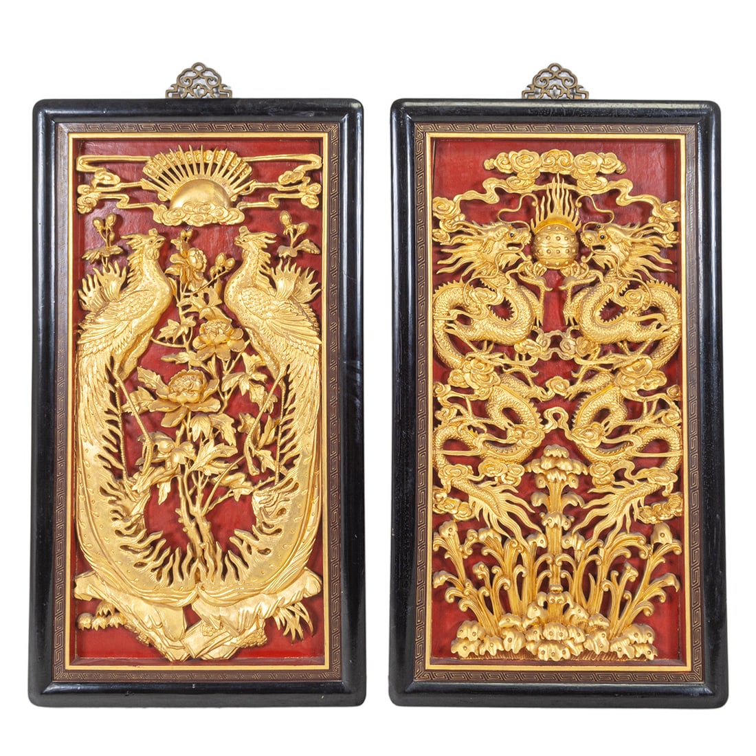 Pair of Chinese Carved Gilt Wood Panels (1 of 3)