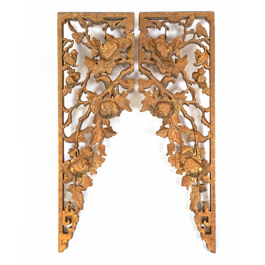 Two Large Chinese Carved and Gilt Wood Panels (1 of 3)