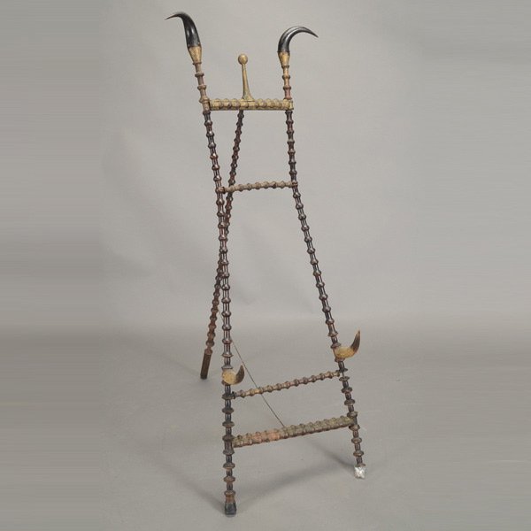 Edwardian Horn Mounted Easel: Edwardian Horn Mounted Easel, Fashioned Out of Spools {Dimensions 84 x 59 1/2 x 17 inches}