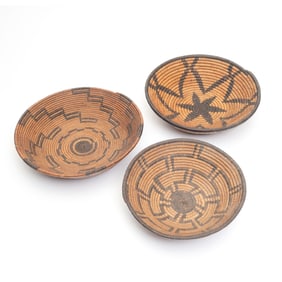 Three Apache Coiled Basket Bowls