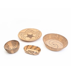 Four Native American Baskets Including Apache
