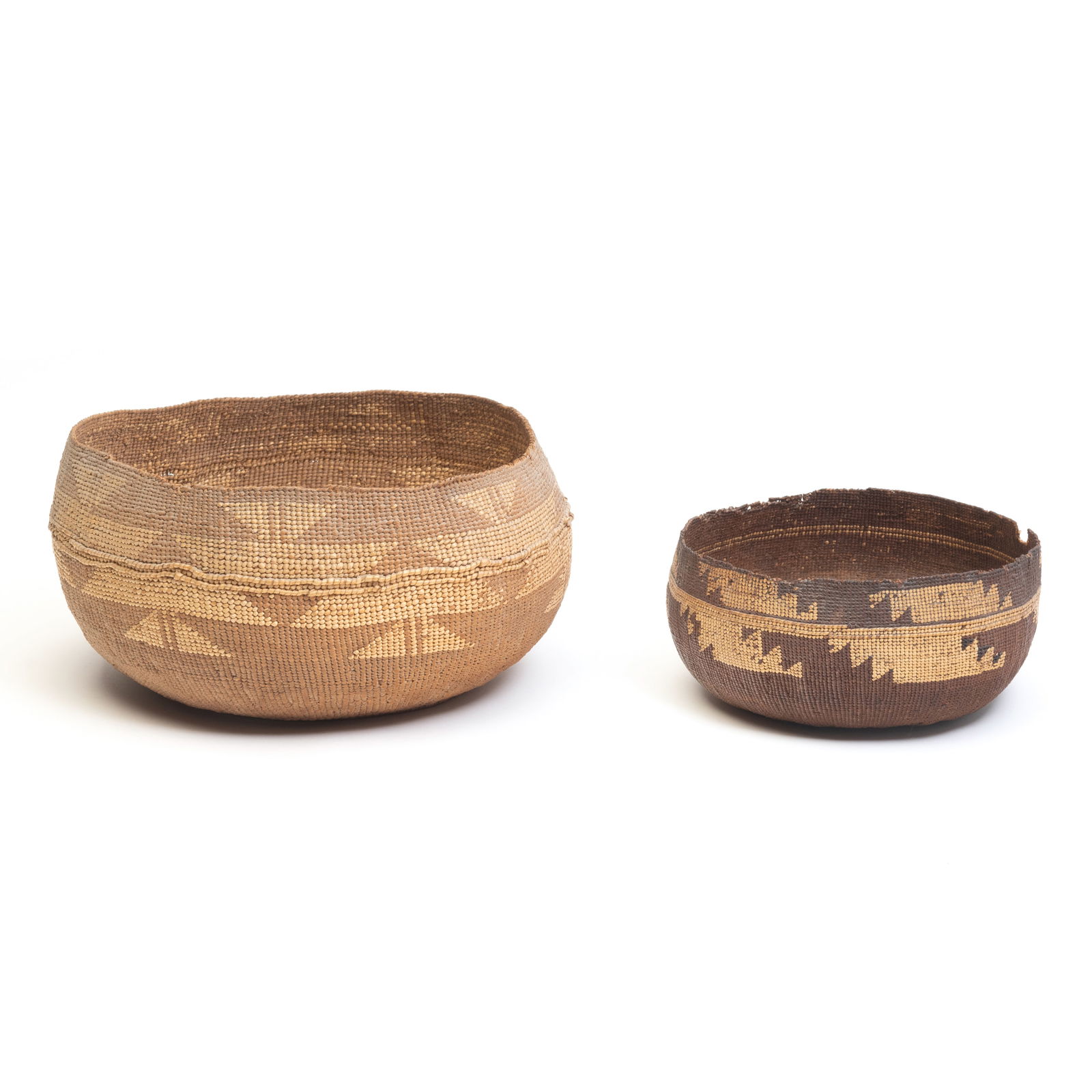 Two Native American Hupa Twined Baskets (1 of 3)