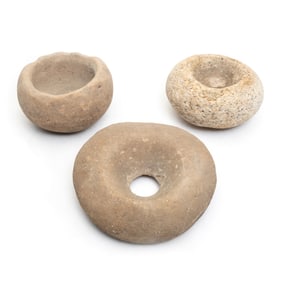 Three Large Native American Stone Mortars