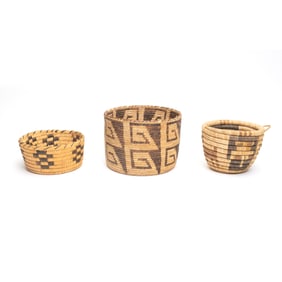 Three Native American Baskets, Papago and Hopi