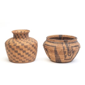 Two Native American Pima Woven Baskets