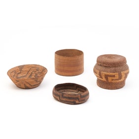 Four Native American Baskets Including Pima