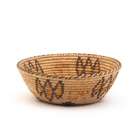 Native American Shoshone Coiled Polychrome Basket