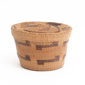 Tlingit Rattle Top Small Imbricated Basket