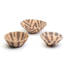 Three Woven Basket Bowls, Possibly African