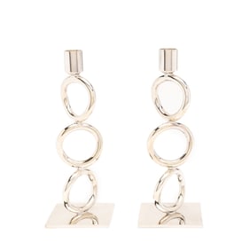 Pair of Andree Putman For Christofle Vertigo Candlesticks