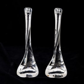 Pair Peretti Tiffany and Co. Crystal Bone Candlesticks