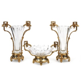 Regency Style Crystal and Bronze Garniture