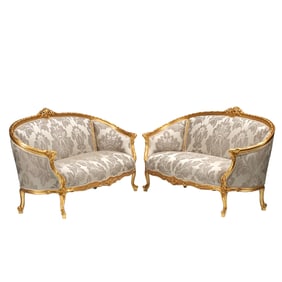 Pair of Louis XV Style Giltwood Settees