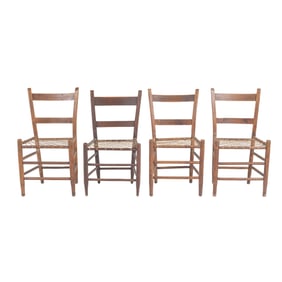 Eight American Vernacular Side Chairs with Sinew Seats