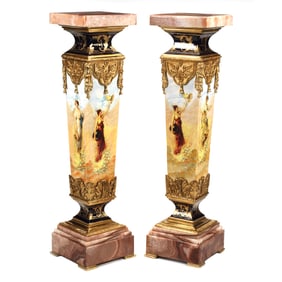 Pair of French Louis XVI Style Onyx Pedestals