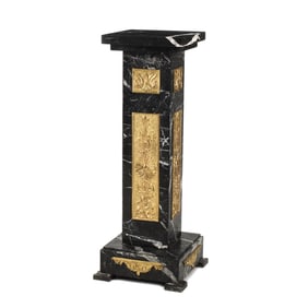 Louis XVI Style Black Marble Pedestal