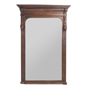 Large Renaissance Revival Style Carved Oak Pier Mirror