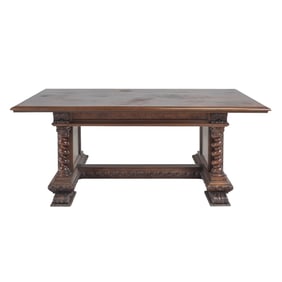 Renaissance Revival Style Mahogany Trestle Dining Table
