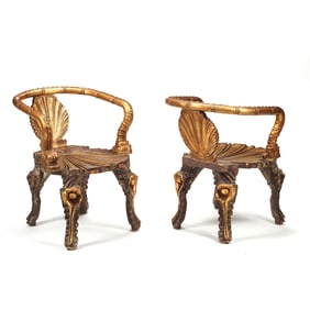 Pair of Italian Grotto Style Armchairs