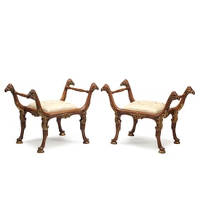 Pair of Italian Style Parcel Gilt Curules