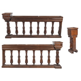 Architectural Walnut Balustrade Jardiniere Set