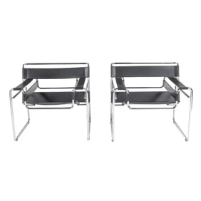 Pair of Marcel Breuer Wassily Style Armchairs