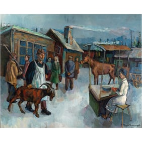 Sergei Arsenievich Vinogradov, Market Scene, oil