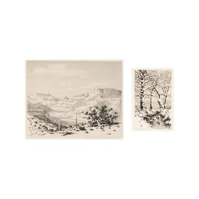 George Elbert Burr, two drypoint etchings