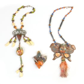 Two Alex & Lee Necklaces and a Brooch.