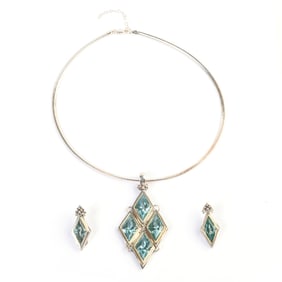 Michael Dawkins Glass, Sterling Jewelry Suite.